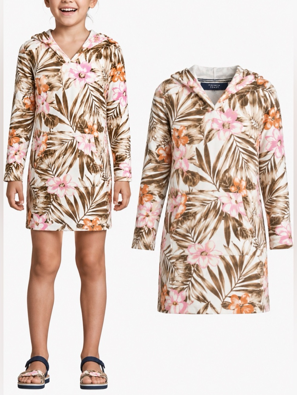 Lands' End Floral Hooded Swim Coverup